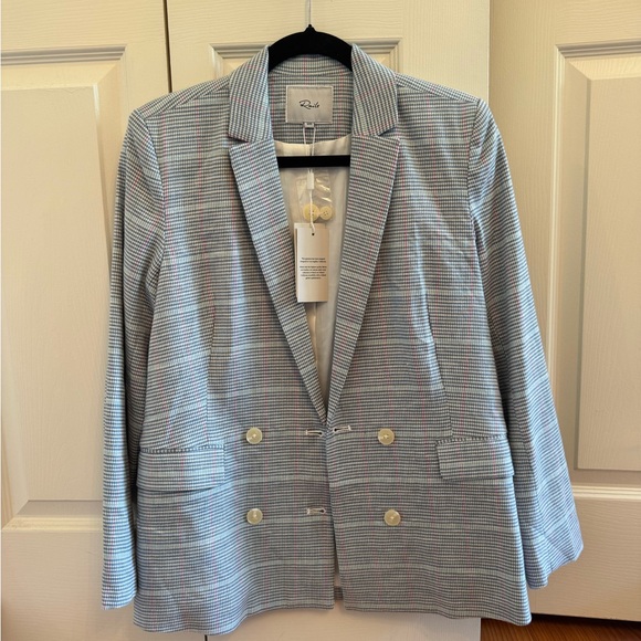 Rails Jackets & Blazers - Rails Light Blue Glen Plaid Double-Breasted Blazer